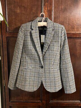*NEW* JCREW CAMPBELL MOON WOOL IN HOUDSTOOTH TWEED